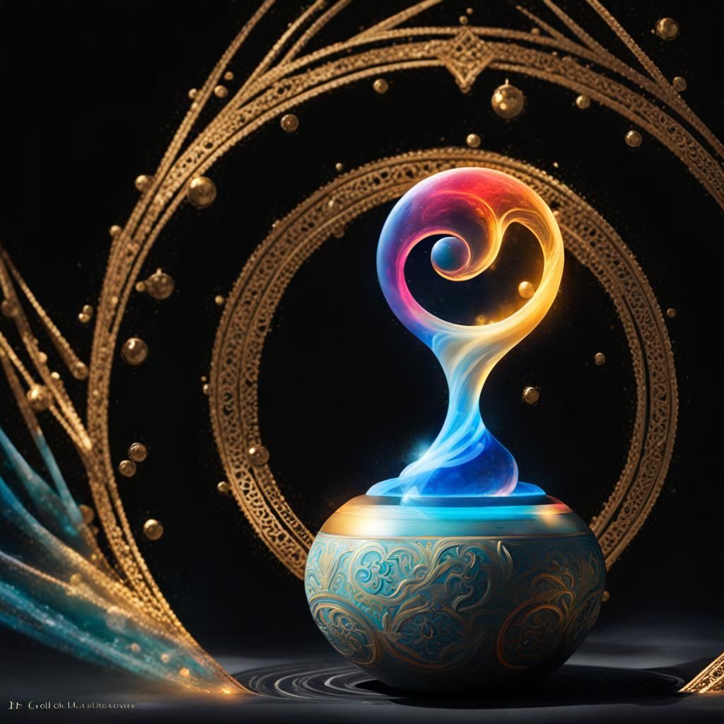 Yin Yang Mandala in Surreal Pointillist Style