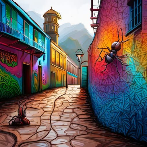Giant Ants Invade Machu Picchu: Graffiti Art