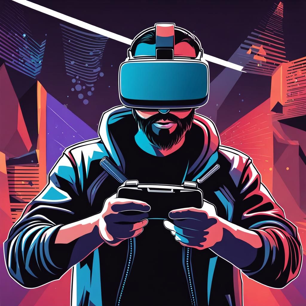 Gamer in VR Mask Vector Style