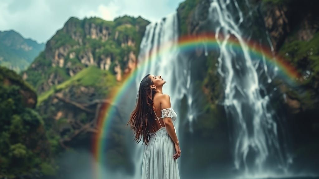 Ethereal Waterfall Goddess in Paradise