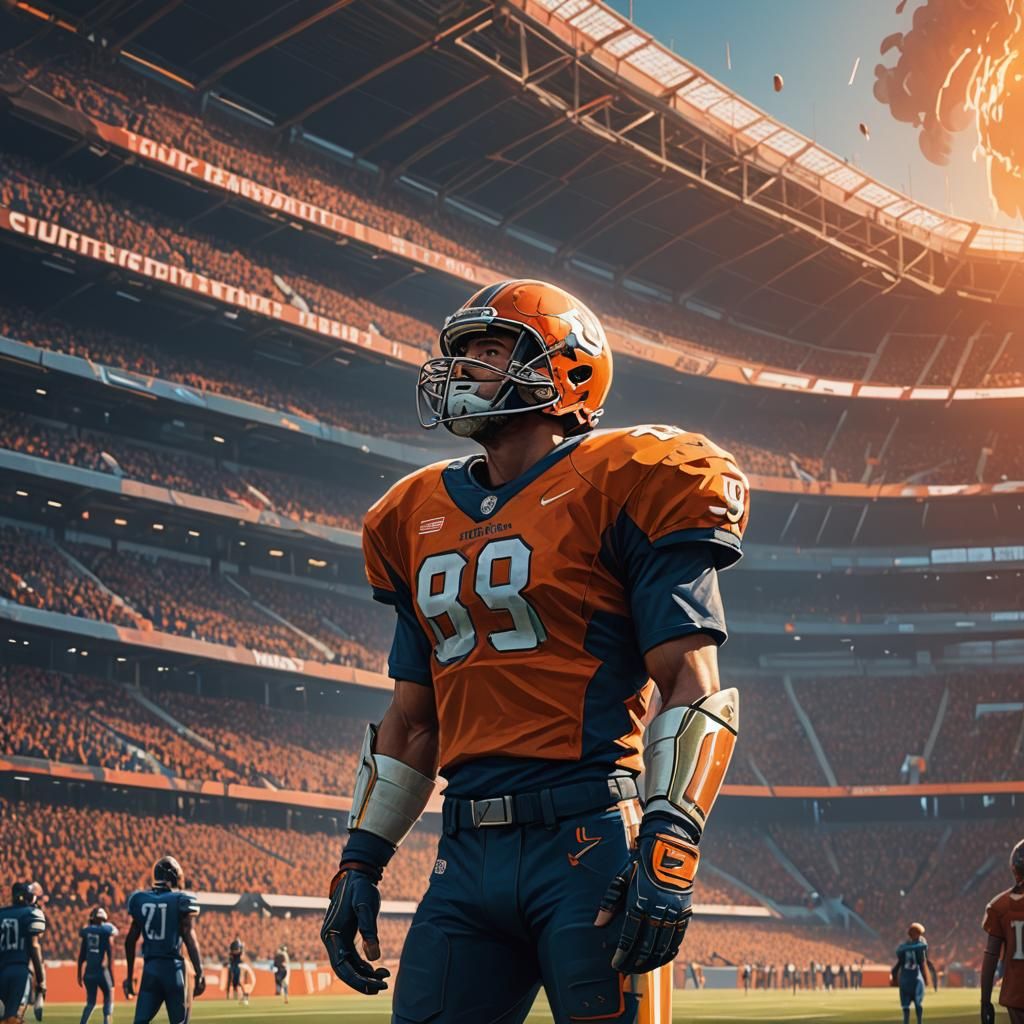 Victorious Football Player in Ethereal Stadium