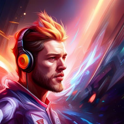 Hyperrealistic Esports Player in Bright Colors