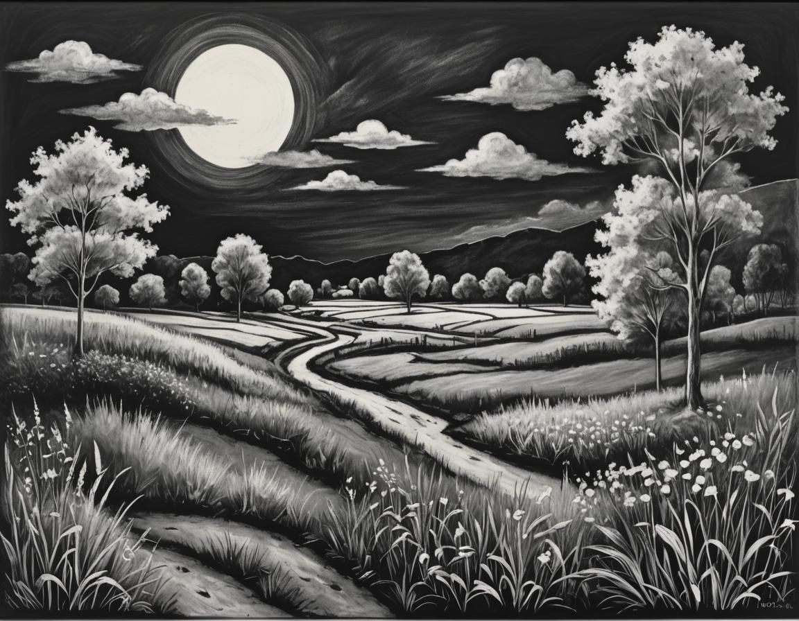 Striking Chalk Art Landscape on Blackboard