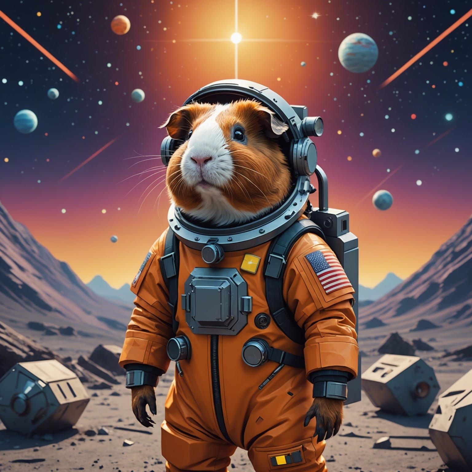 Guinea Pig in Space Suit: Aetherpunk Abstract Art