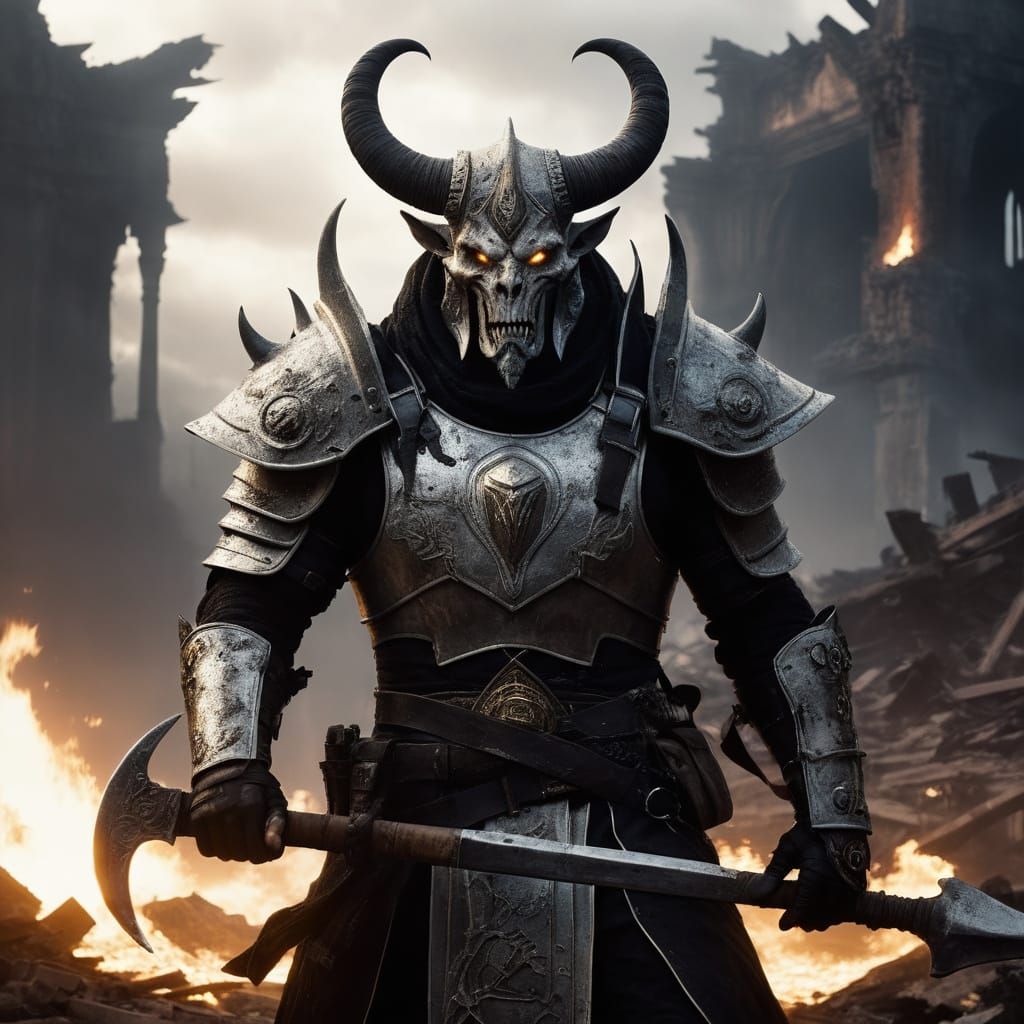 Tiefling Paladin in Dark Fantasy Art