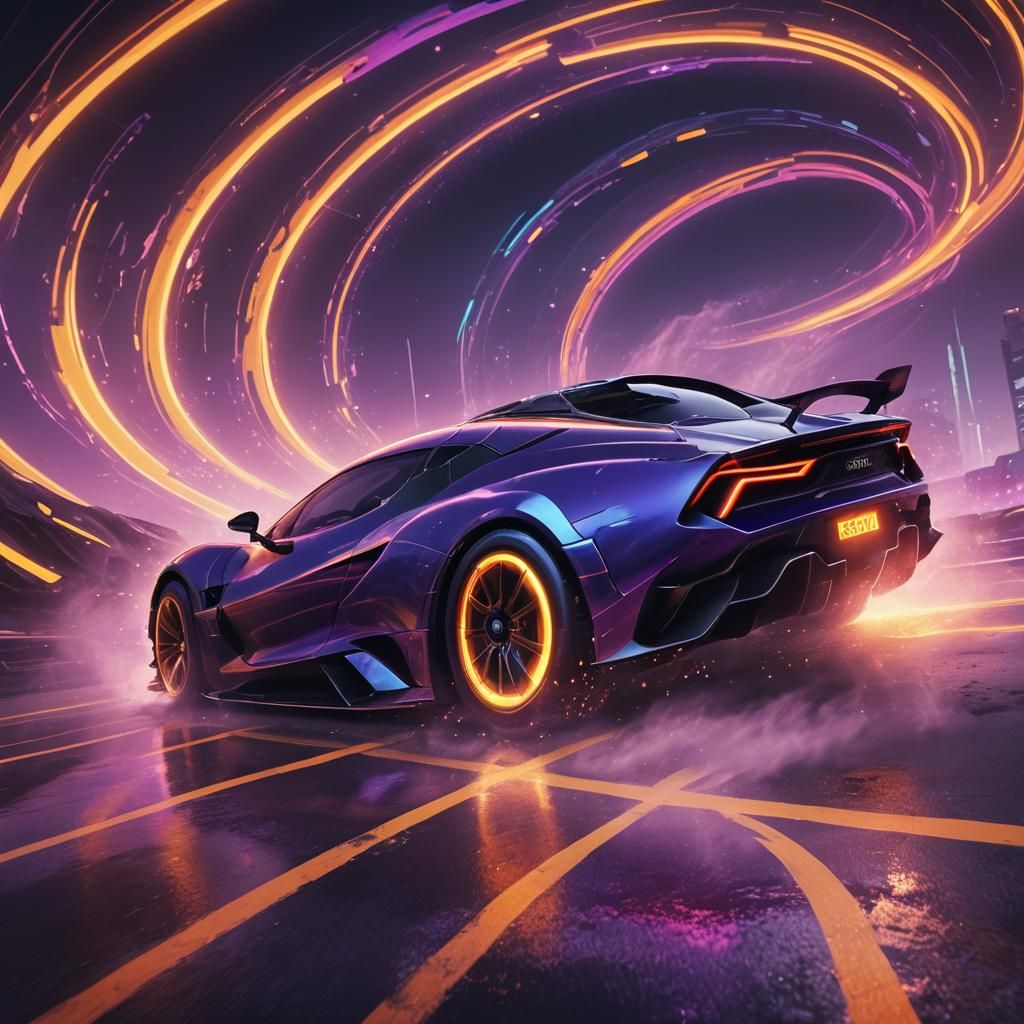 Supercar Navigates Wormhole in Sci-Fi Concept Art