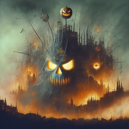 Surreal Halloween Illustration in Mixed Media