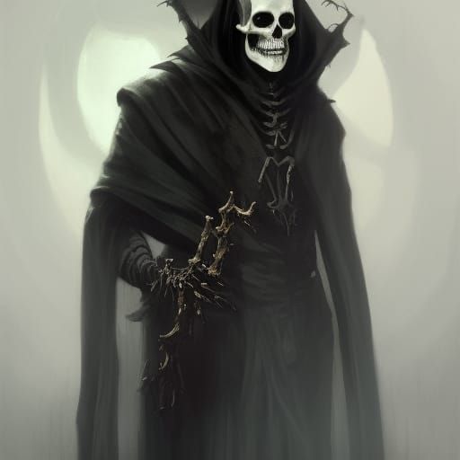 High Gothic Noir Demon Skeleton Portrait