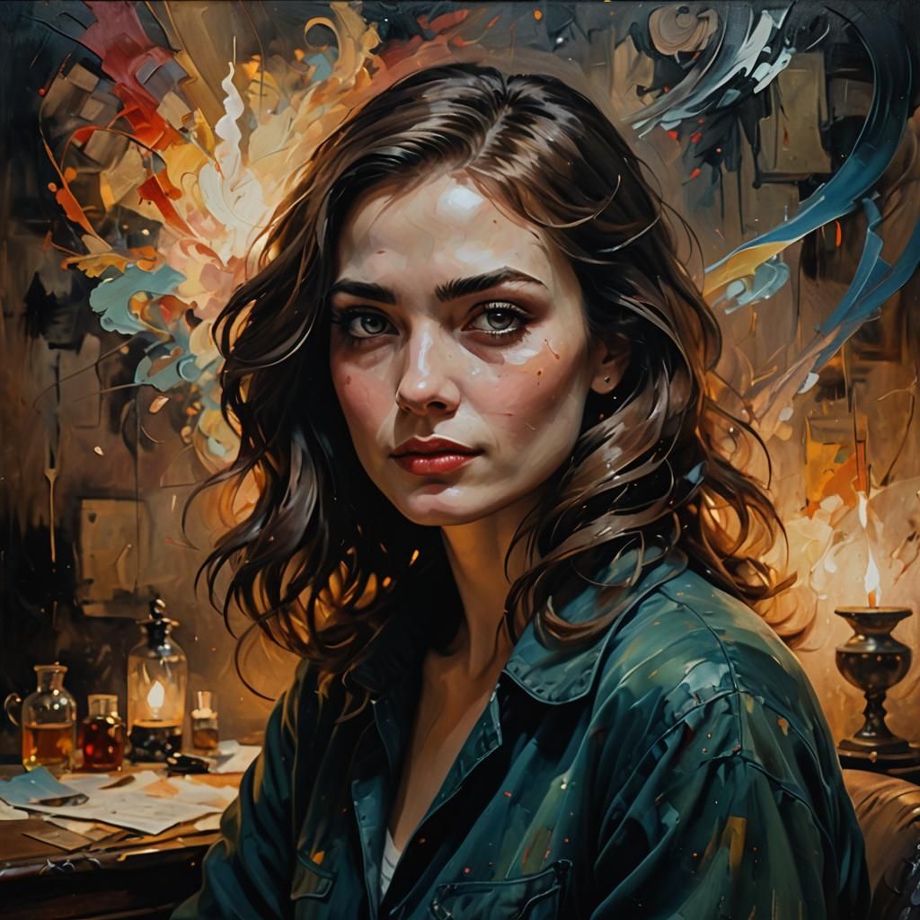 Mysterious Oil Painting of Evelyn in Old Masters Style