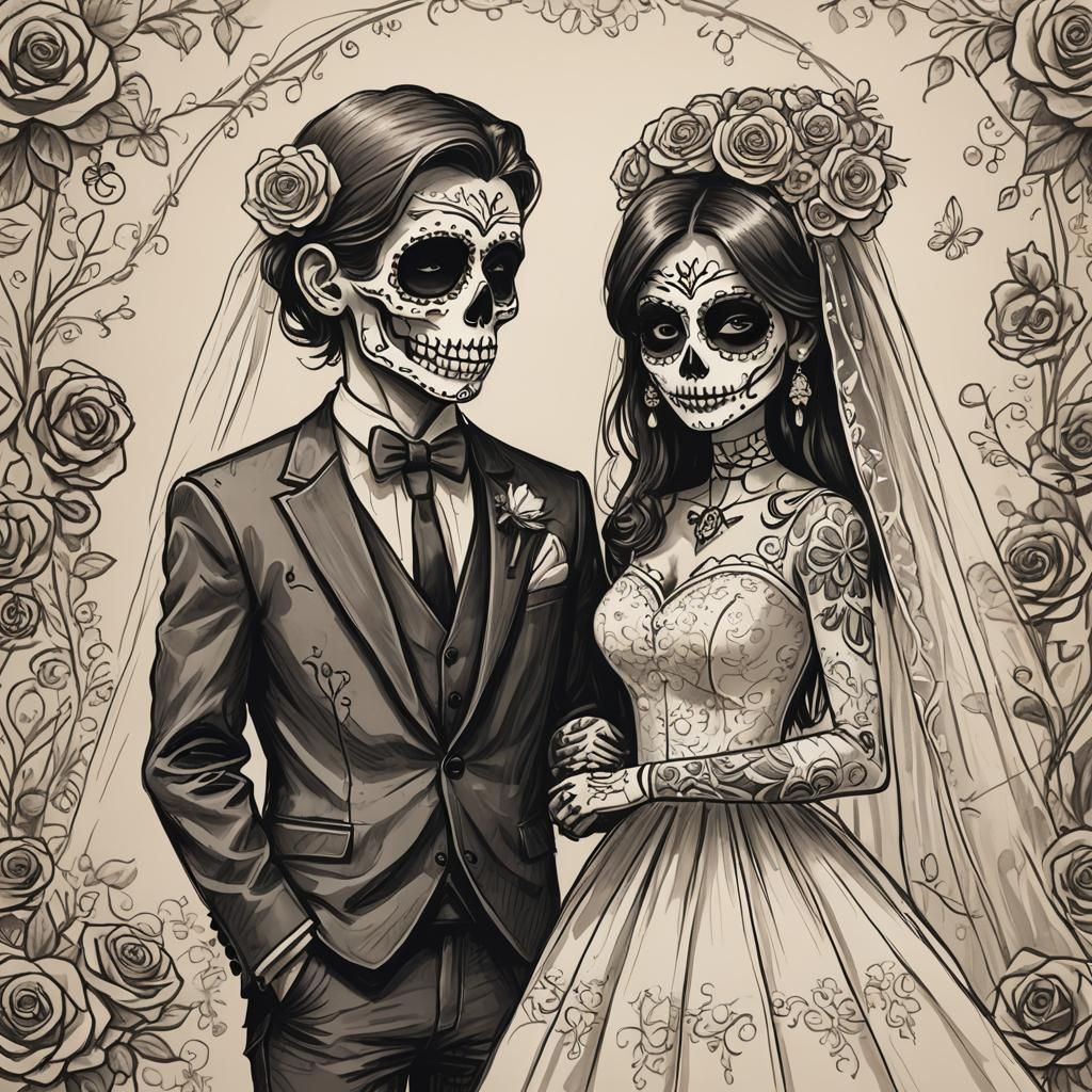 Day of the Dead Wedding Sketch