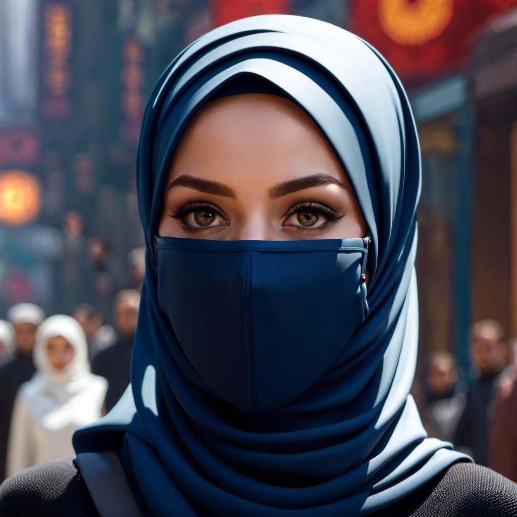 Detailed 8k Portrait of a Curvy Hijabi Character
