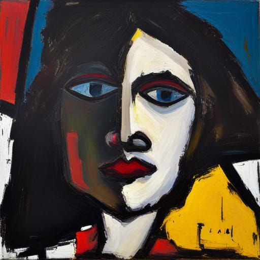 Bauhaus Portrait of a Woman in Oil