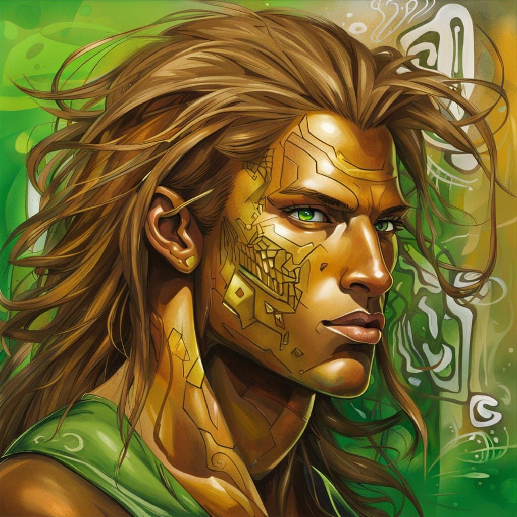 Cybernetic Man in Graffiti Art Style