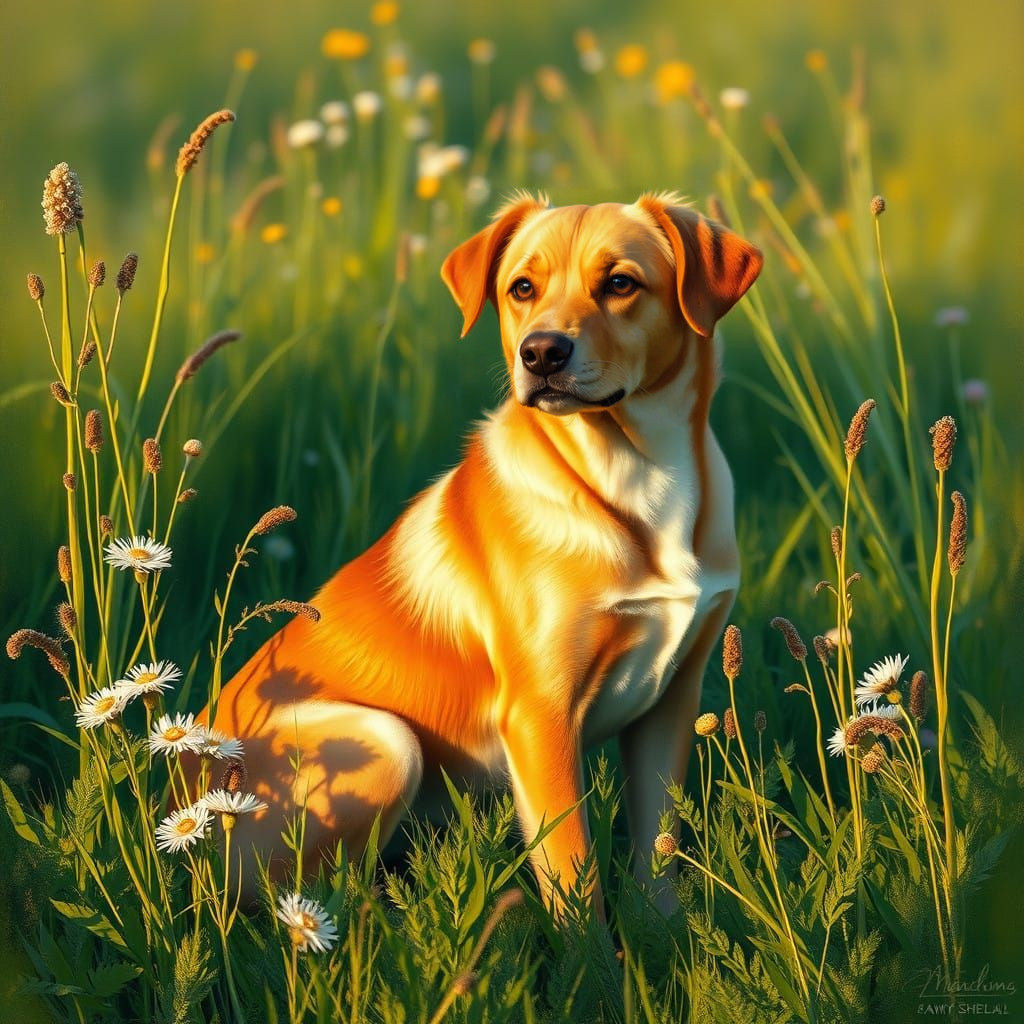 Ethereal Red Dog Soars Above Earthly Tendrils