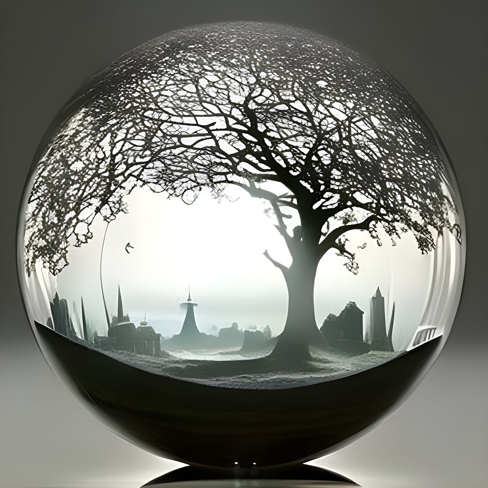 Ending of the World Inside a Glass Sphere