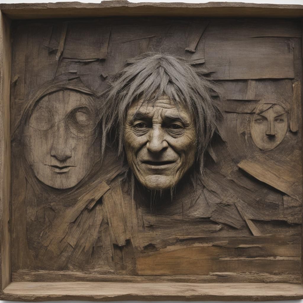 Weathered Face Witnesses Humanity's Chaos