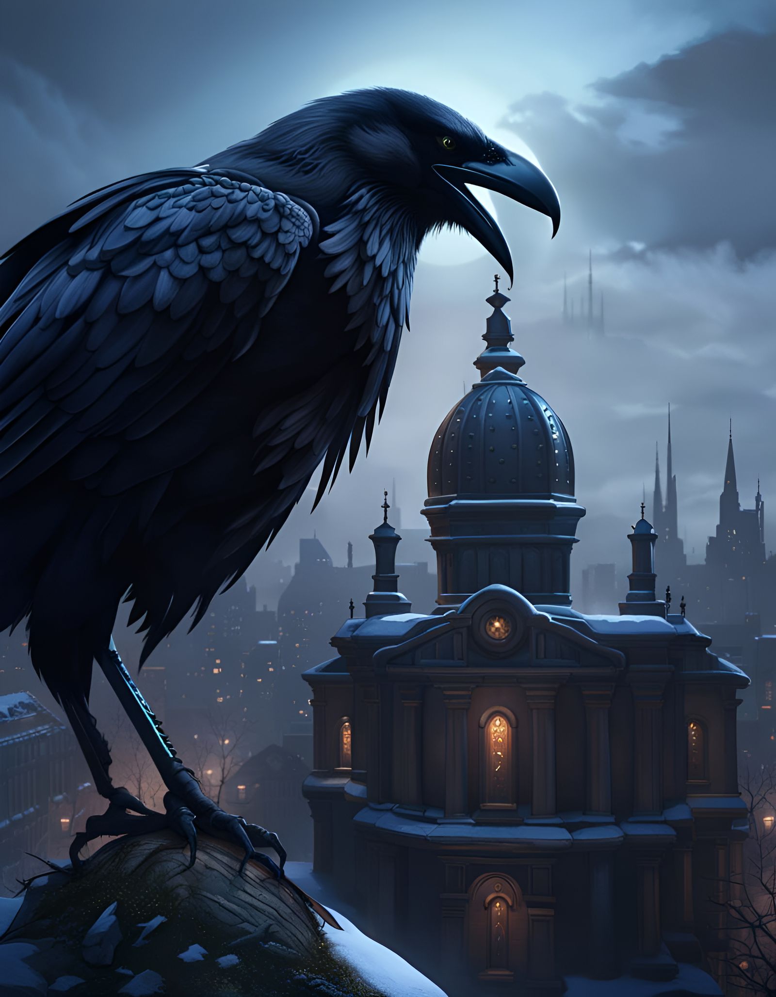 Crow on Skull: Dark Fantasy Concept Art