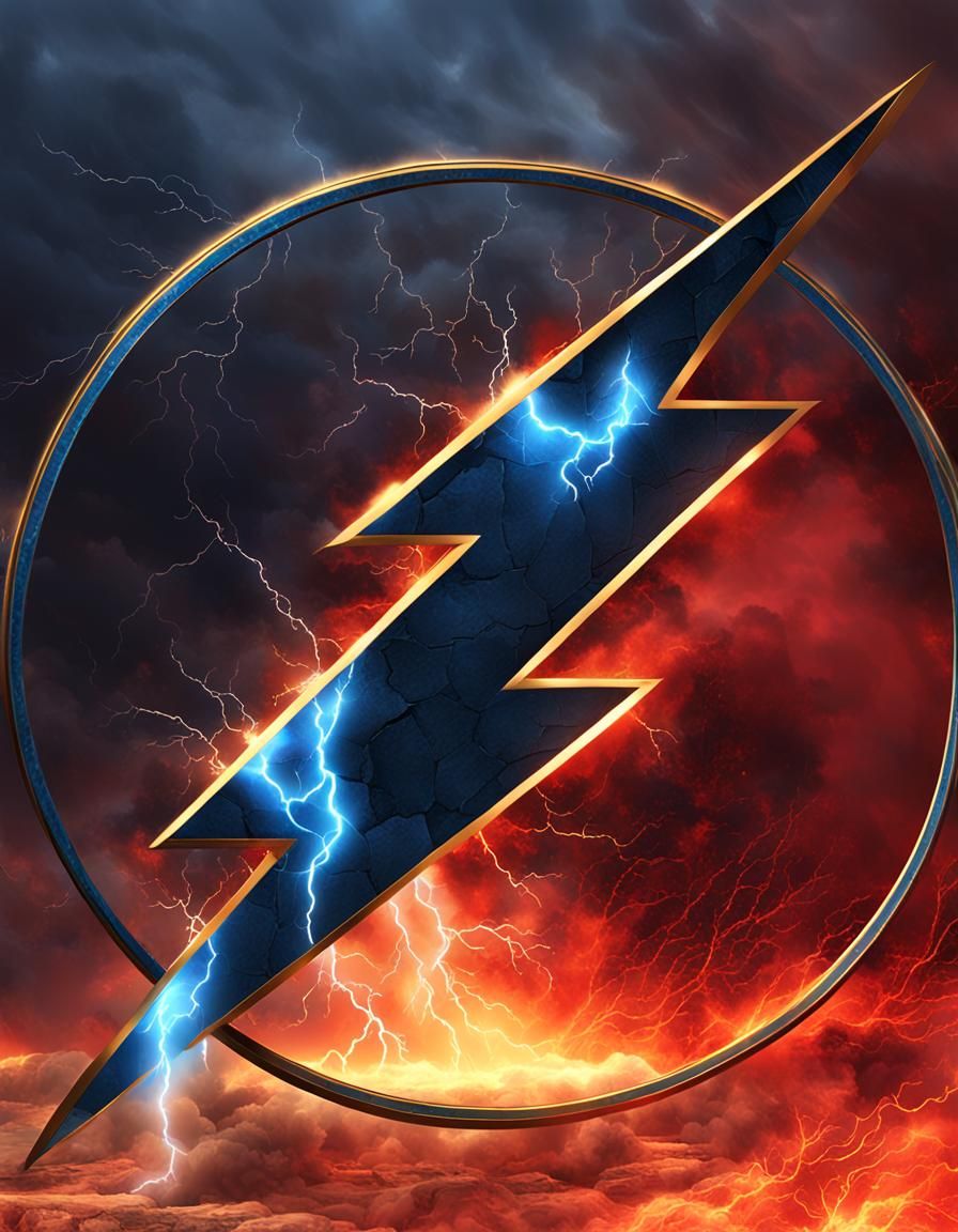 Red and Gold Lightning Bolt Energy Logo Design