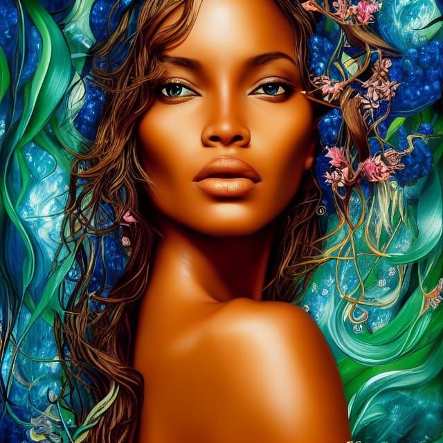 Sensual Seychellois Woman: Ethereal Fantasy Portrait