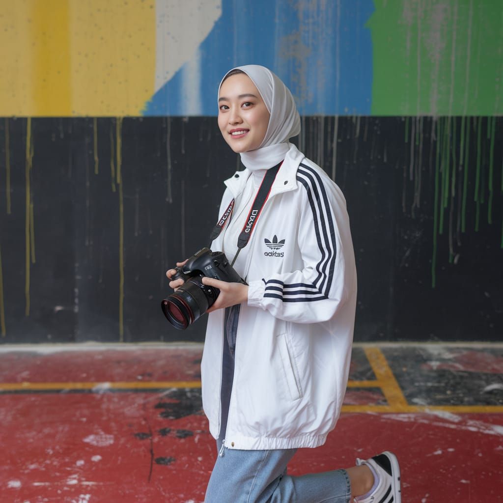 South Korean Actress Smiles Directly at the Camera in Street...