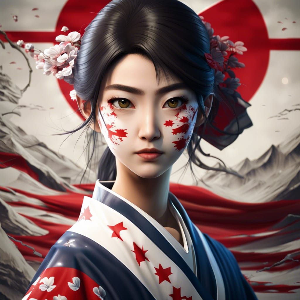 Determined Japanese Woman: 3D Animation Art