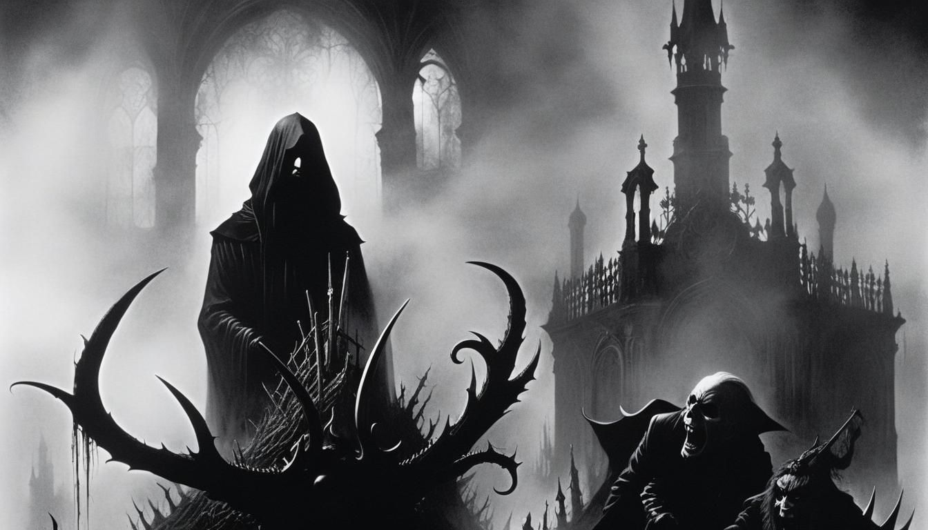 Monochrome Prince of Darkness Horror Art
