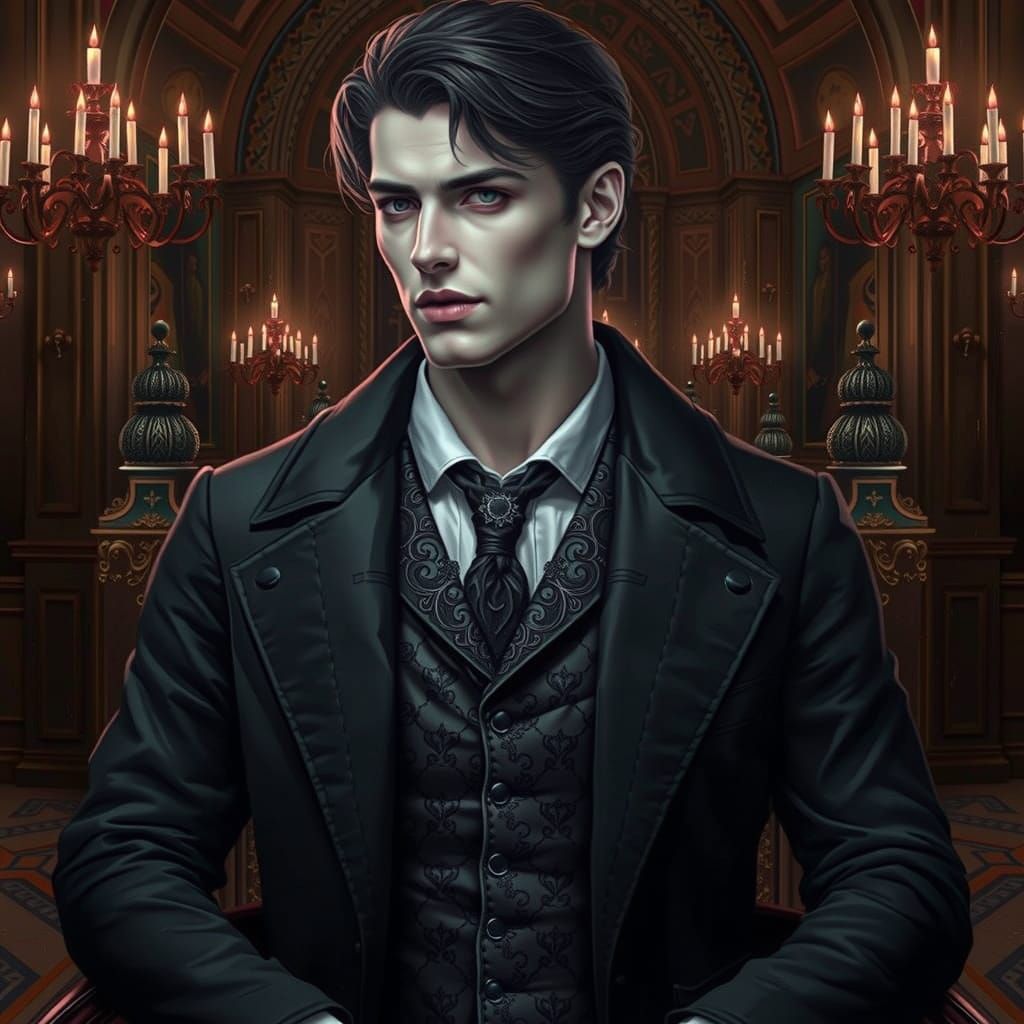 Regal Vampire in Victorian Attire