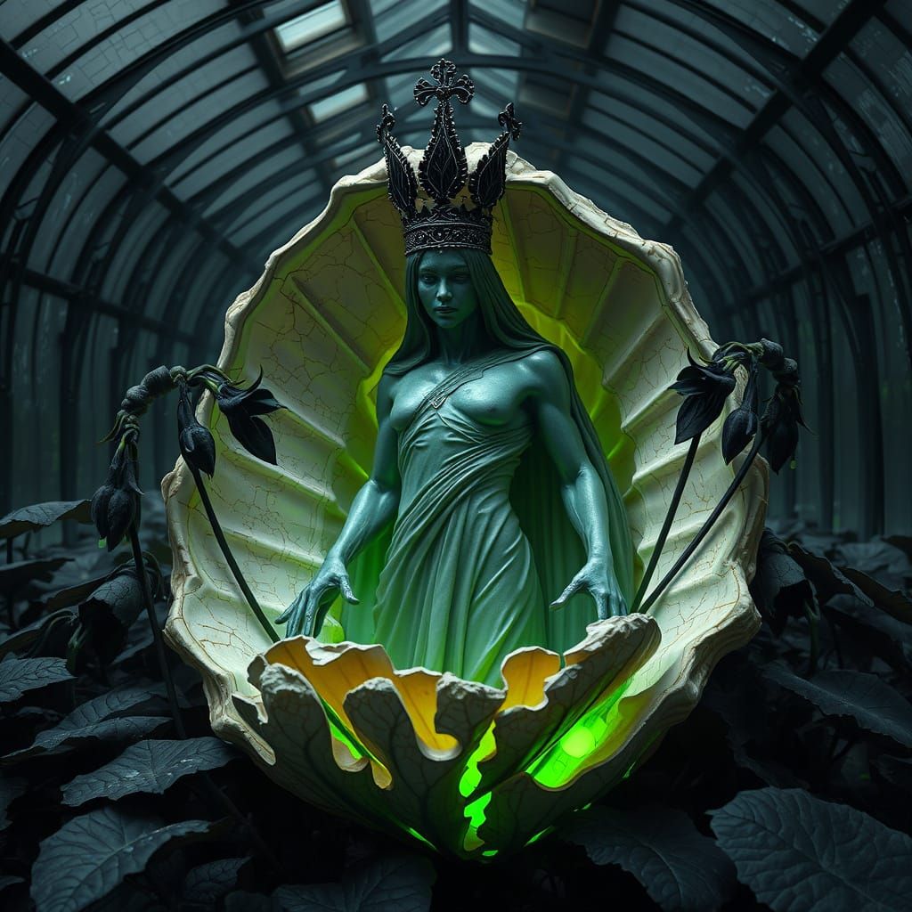 Regal Figure Emerges from Fractured Shell