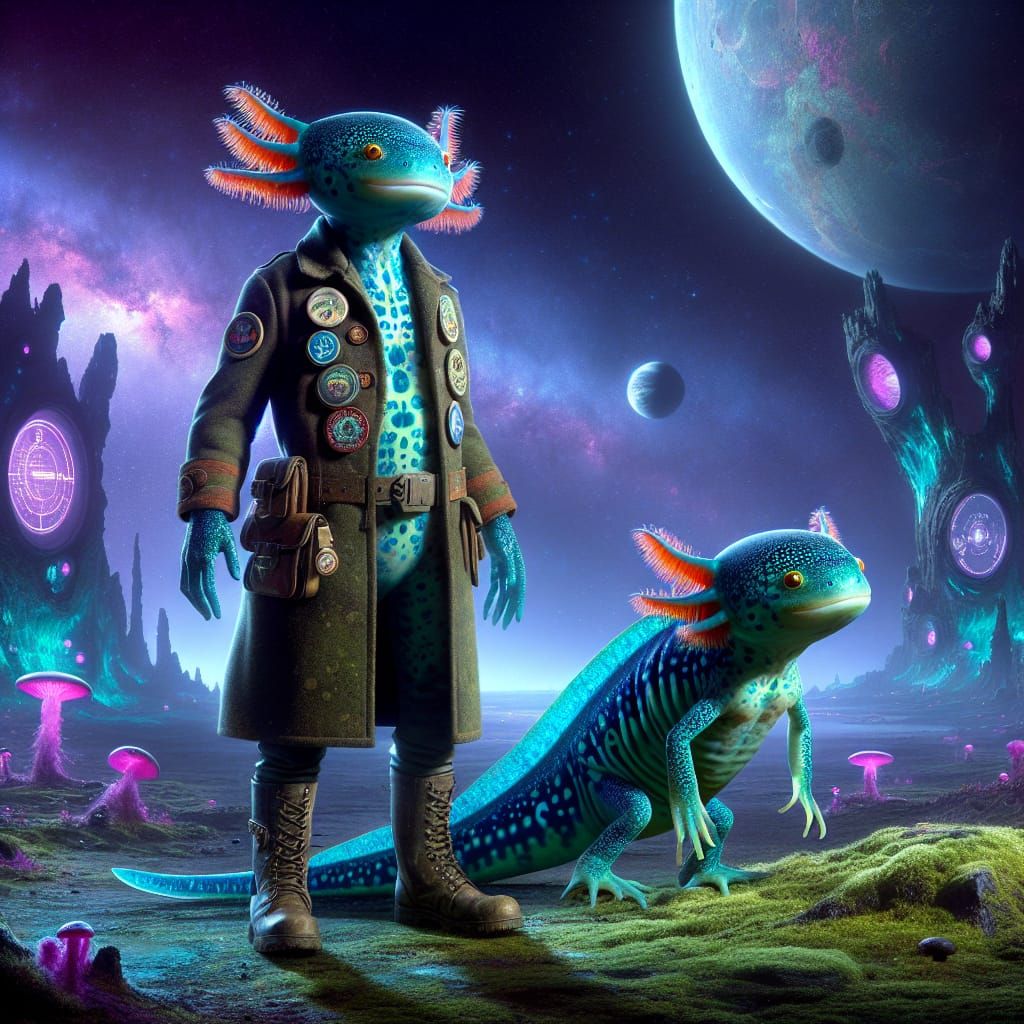 Axolotl Alien on Extraterrestrial Planet