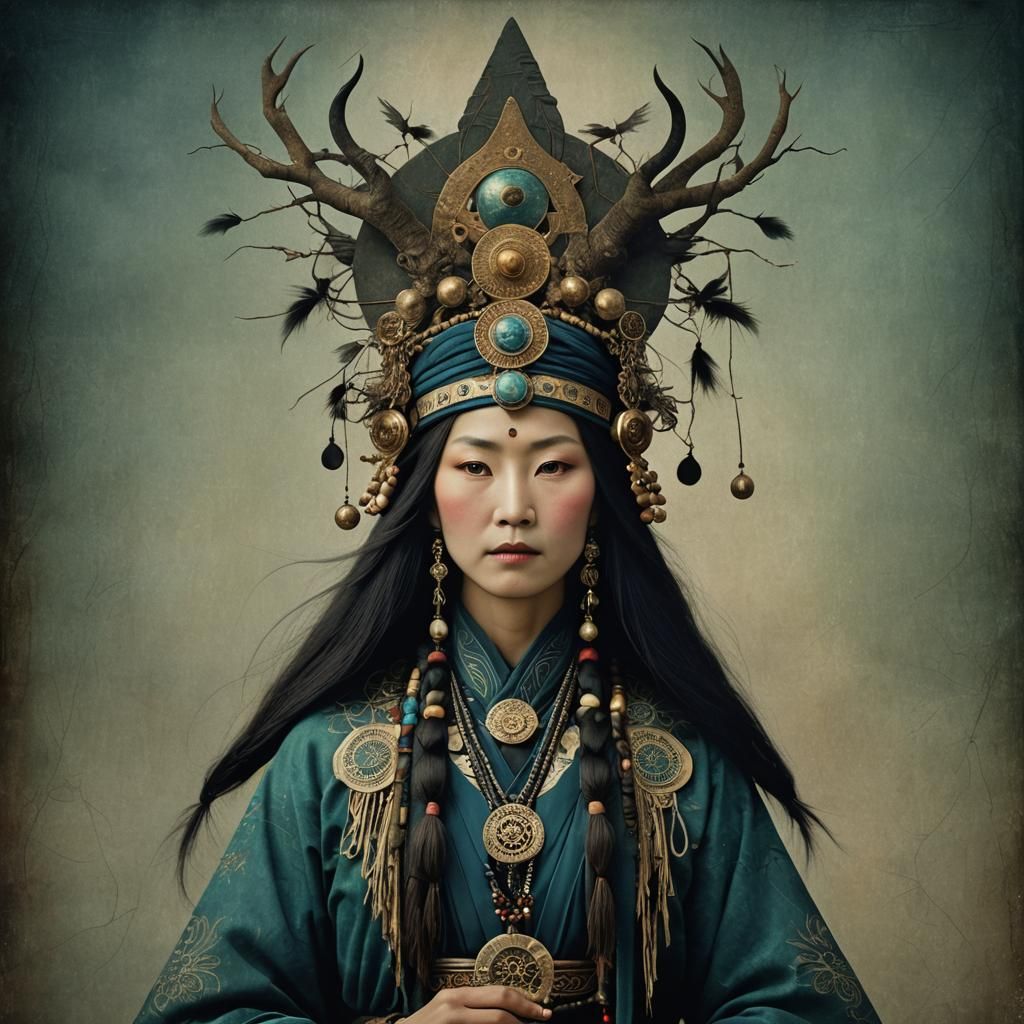 Ainu Shaman Woman: Digital Fantasy Portrait