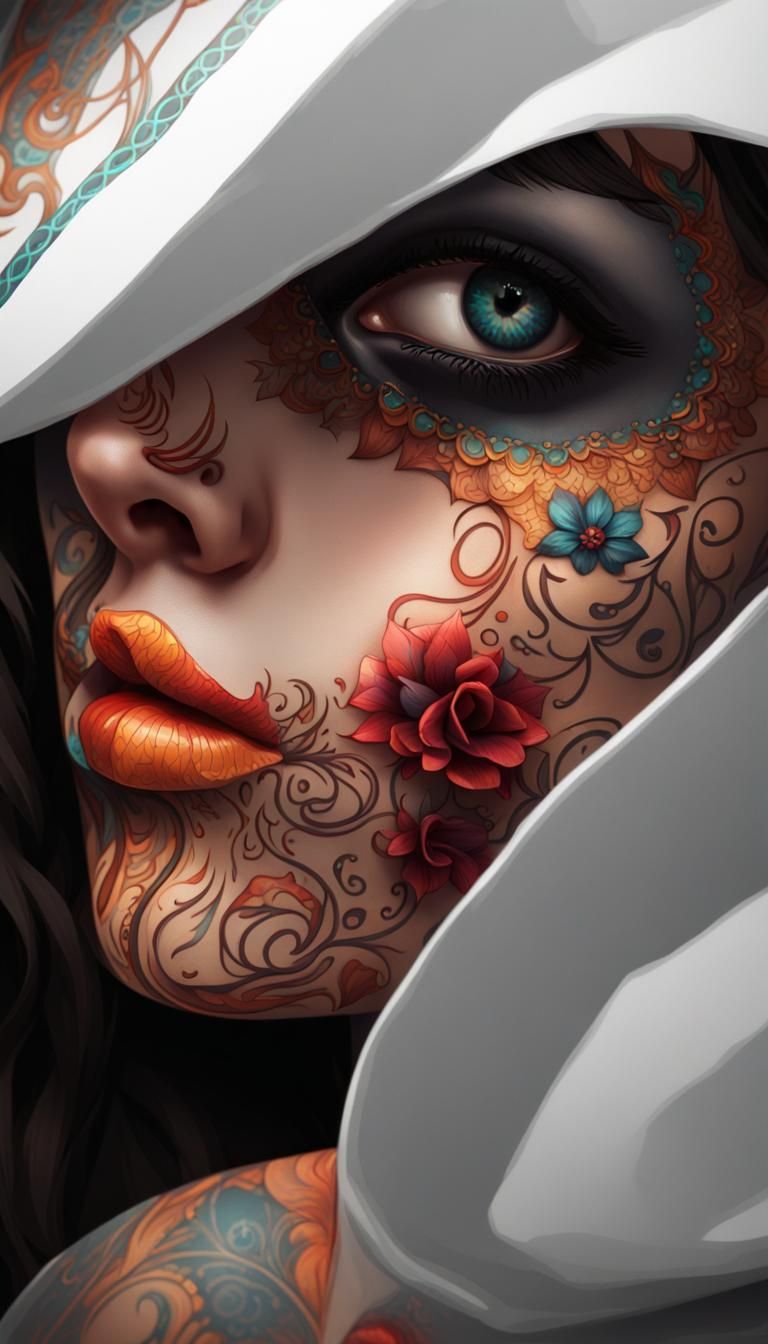 Day of the Dead Portrait in Hyperdetailed Style