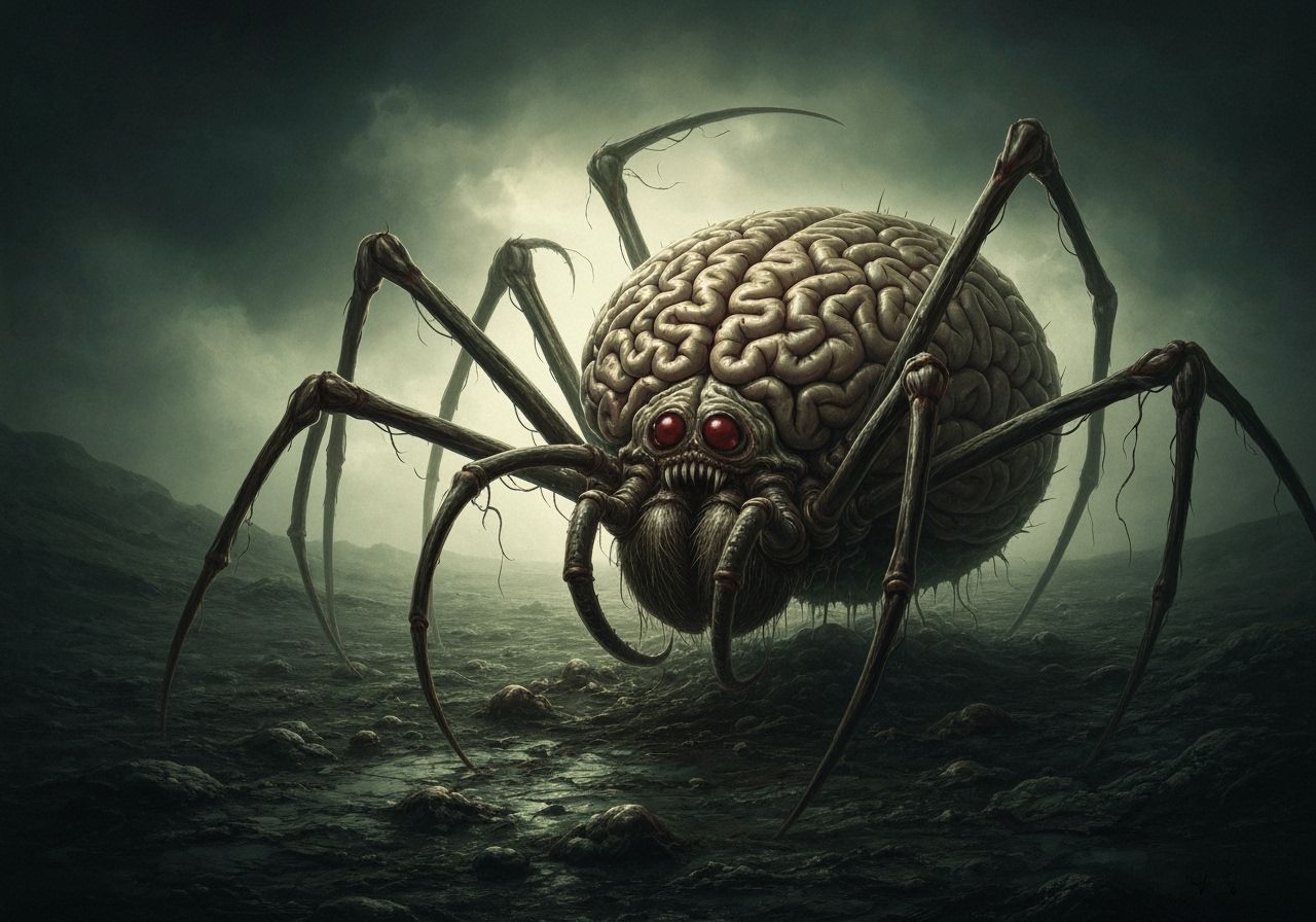 Horrifying Spider Brain in Grotesque Style