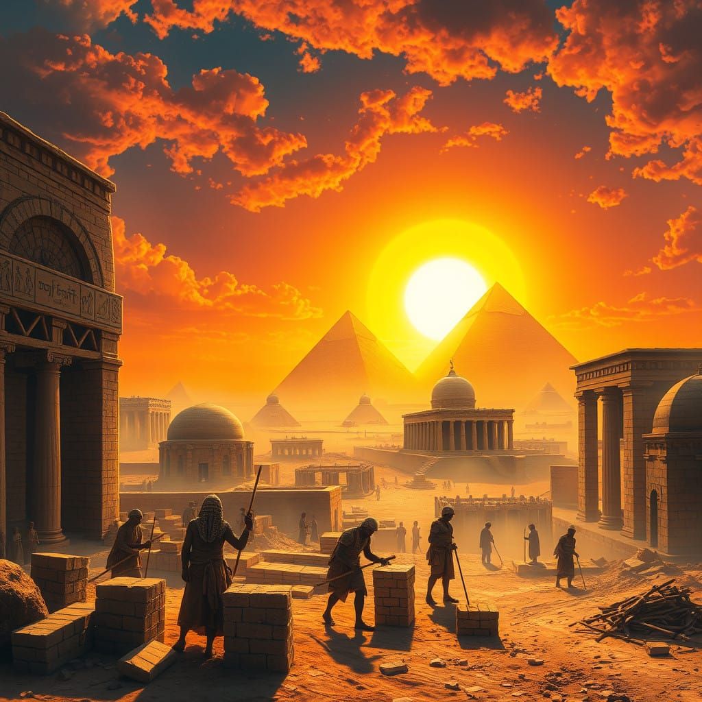 Ancient Egyptian Laborers Build Pithom and Rameses in the Sc...