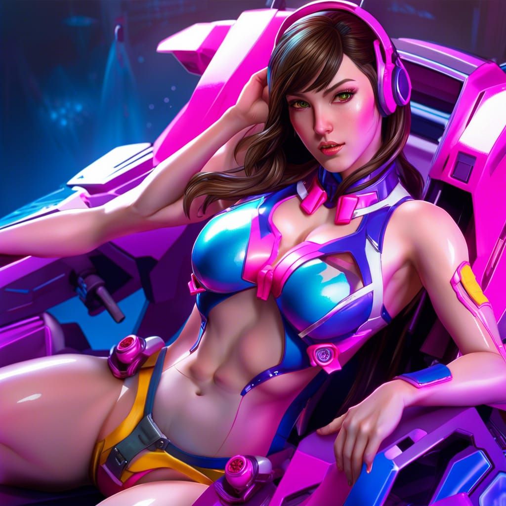 Hyperrealistic D.VA in Wet Bikini, Overwatch Concept Art
