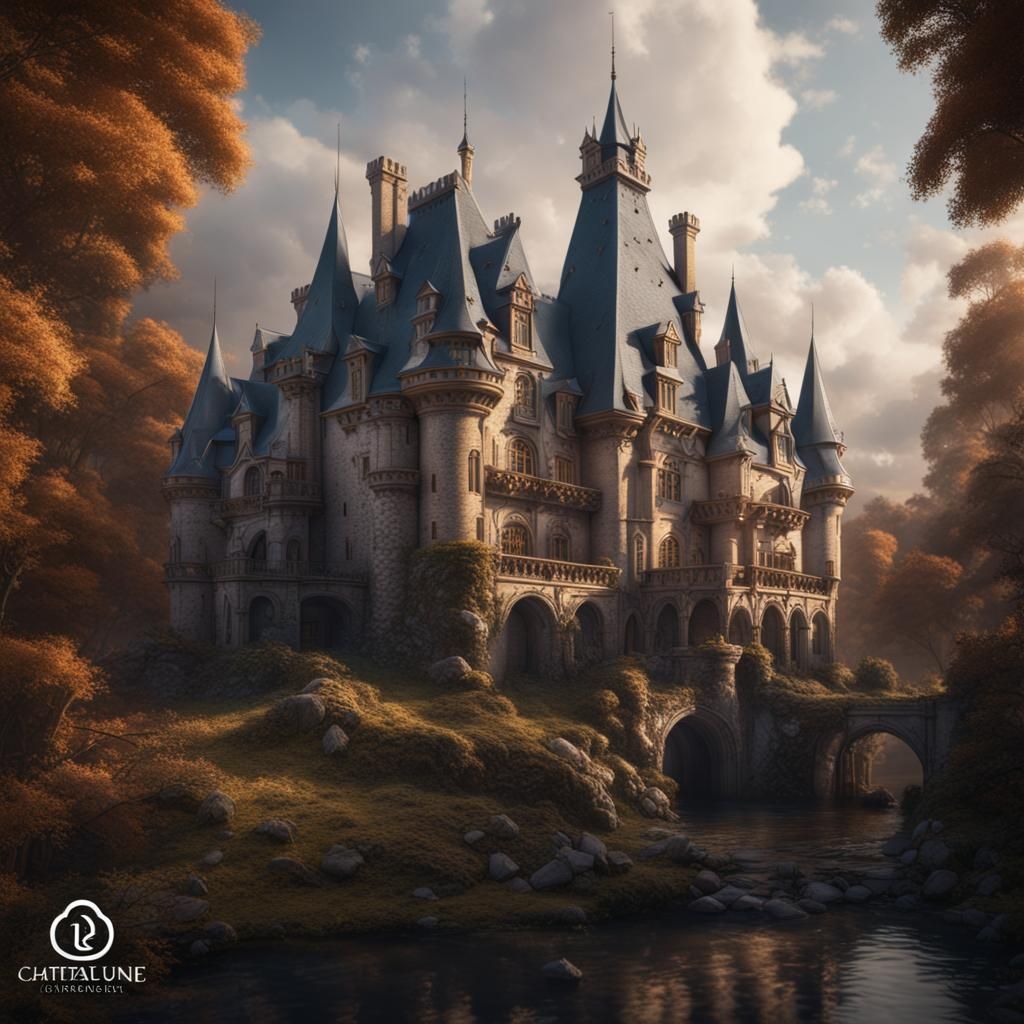 Fantastical Chateau Detailed Matte Painting in Deep Color