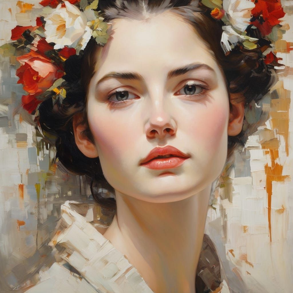 Sophisticated Woman Portrait with Loose Brushstrokes