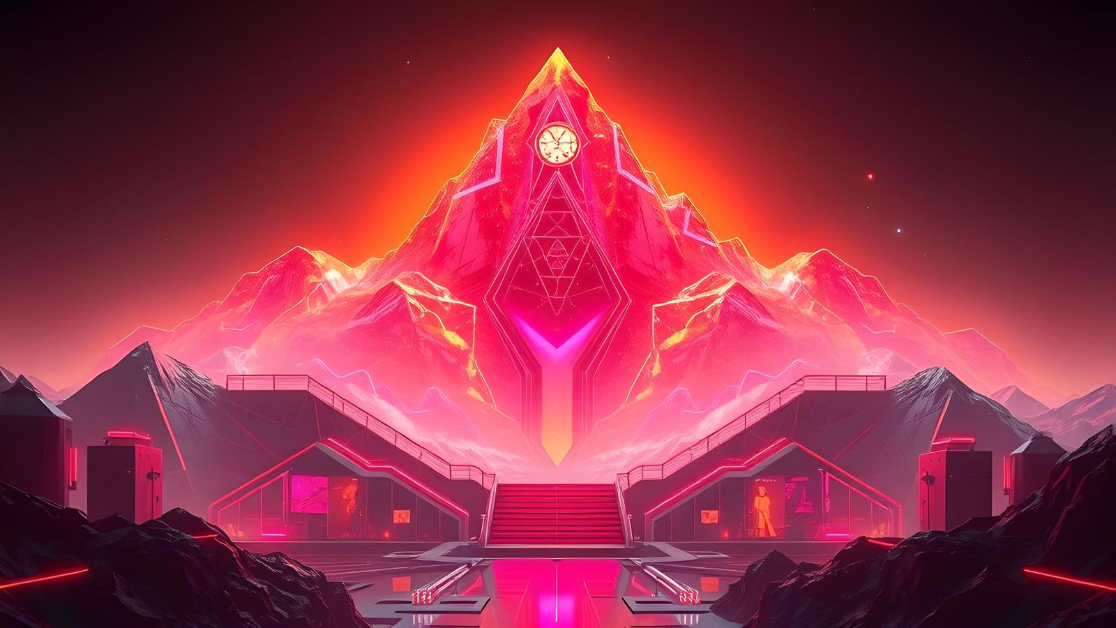 Golden Cybercore Machines in a Factory Lab