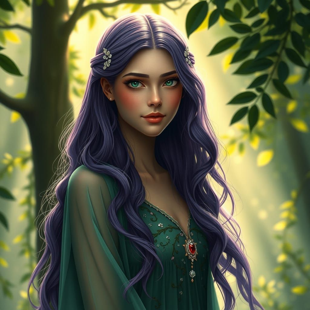 Ethereal Goddess in Whispering Forest Glade