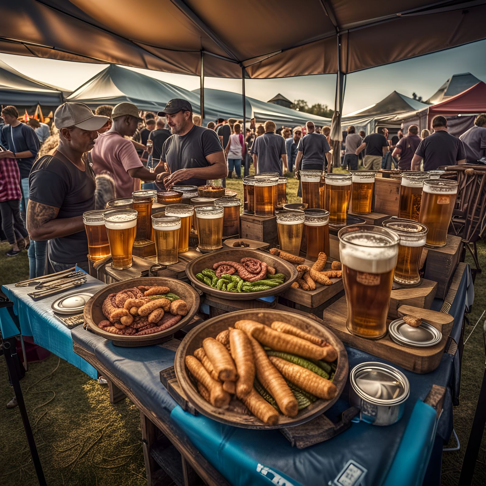 Hyperrealistic Beer Festival with Vendors and Tents