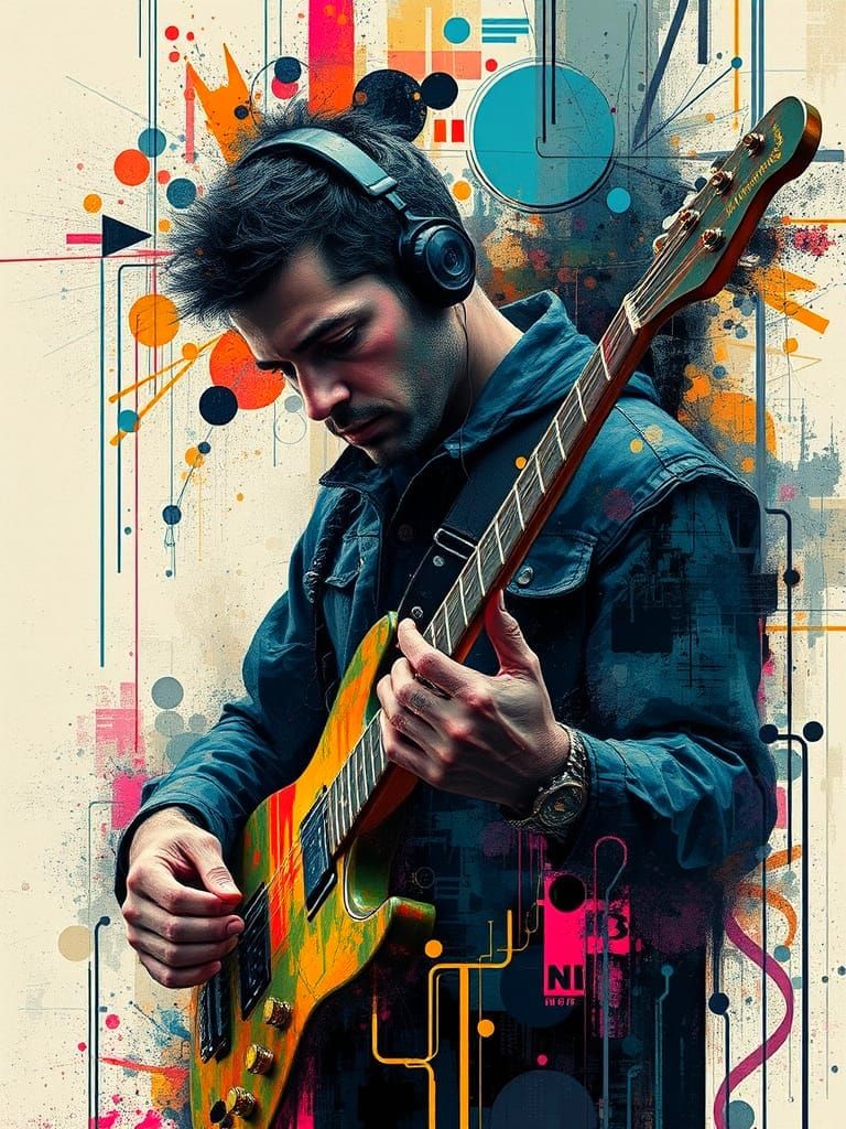 Futuristic Urban Soundscapes in Glitch Art Style