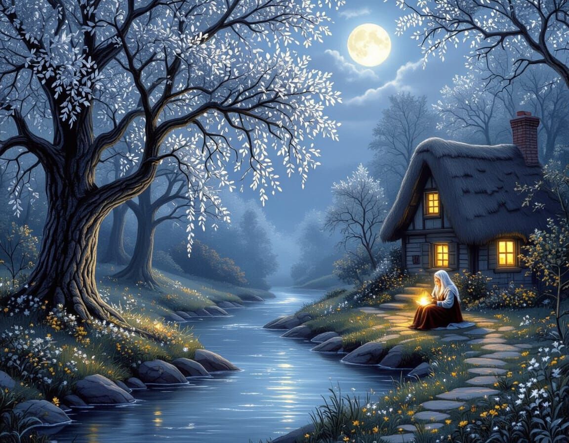 Enchanted Silverleaf Village: A Fairytale Illustration