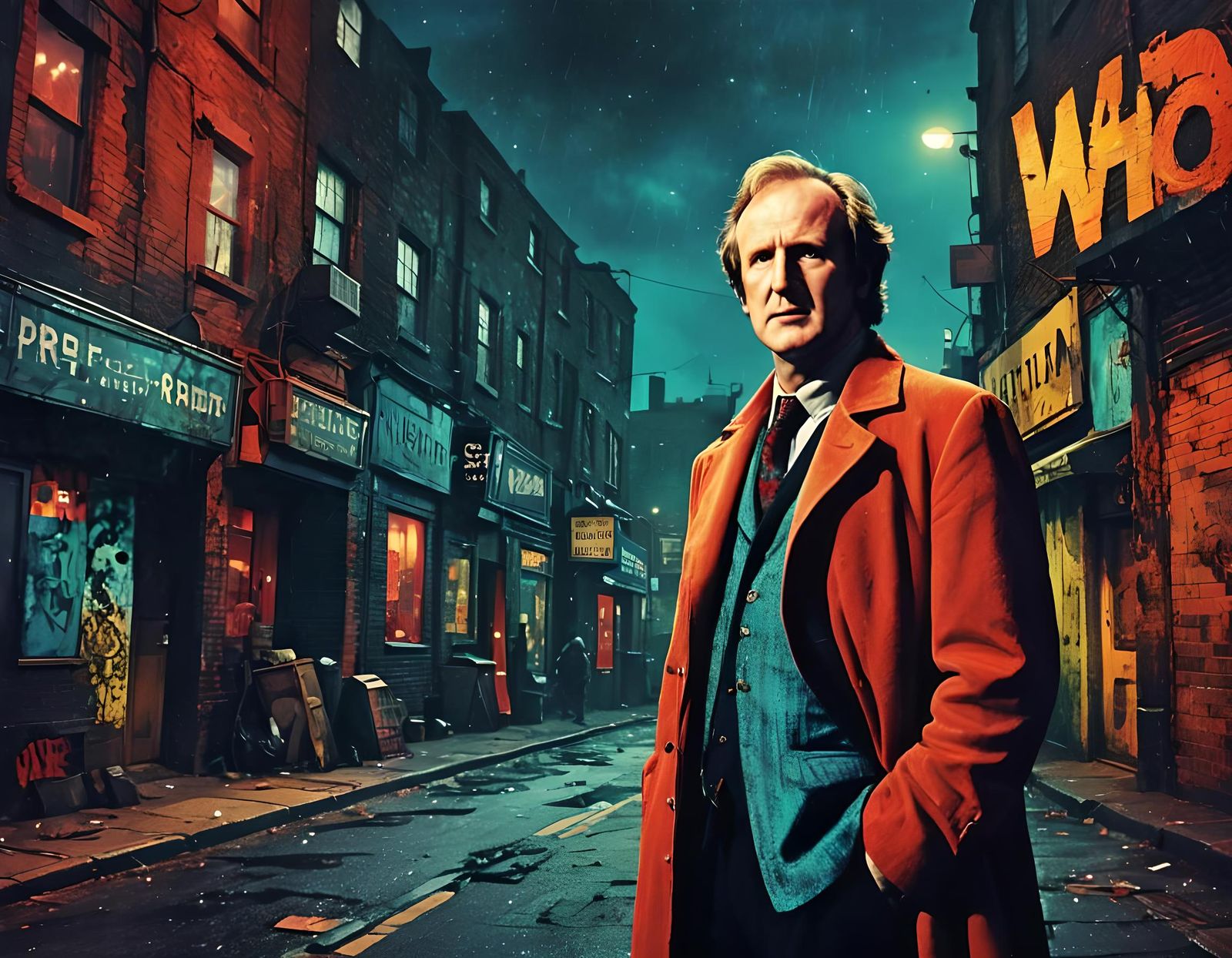 Gritty Hip Hop Portrait of Peter Davison as Doctor Who