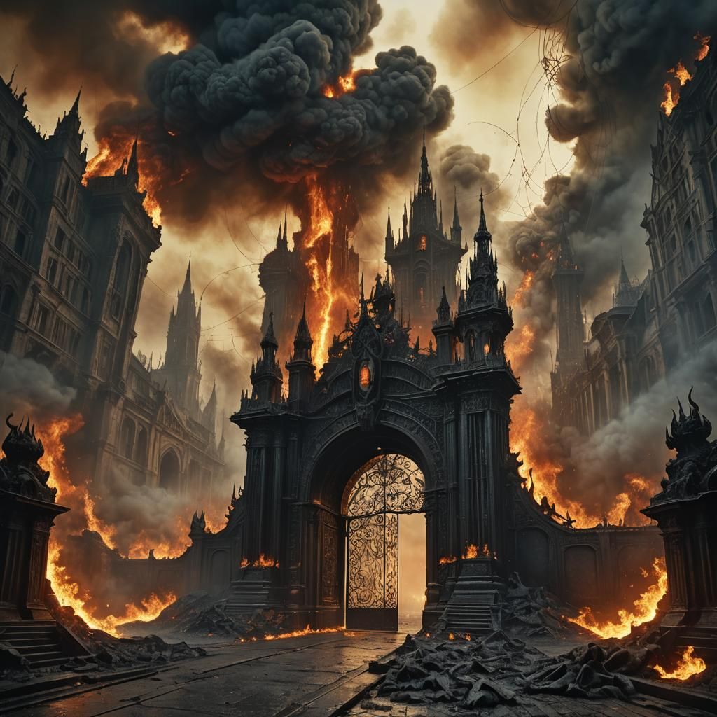 Ornate Gates to a Fiery Hellscape