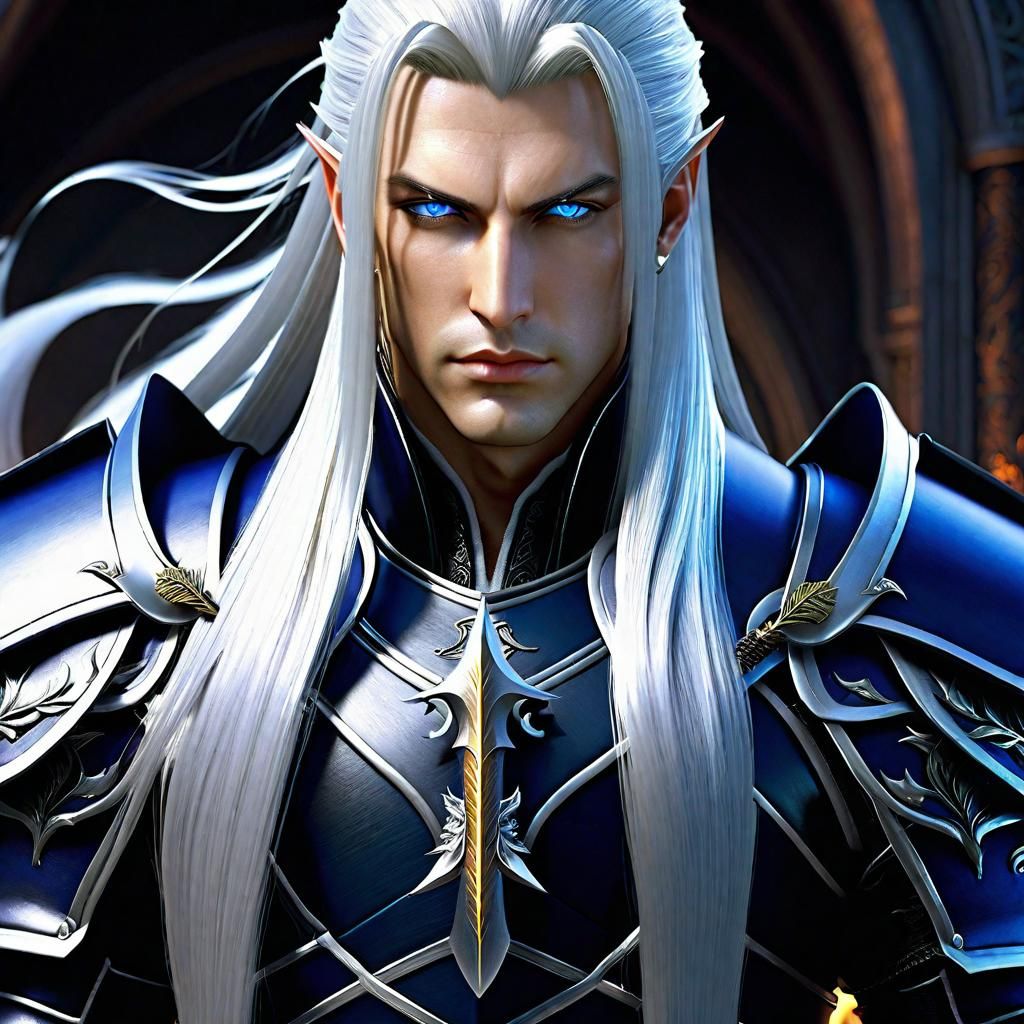 Night Elf Sephiroth Warrior in Dark Fantasy Style