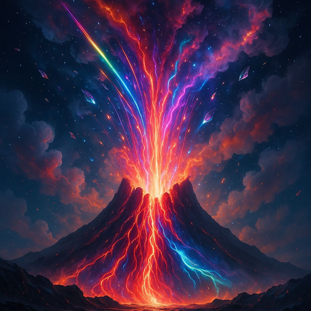 Volcano Erupts Pure Light in Cosmic Display