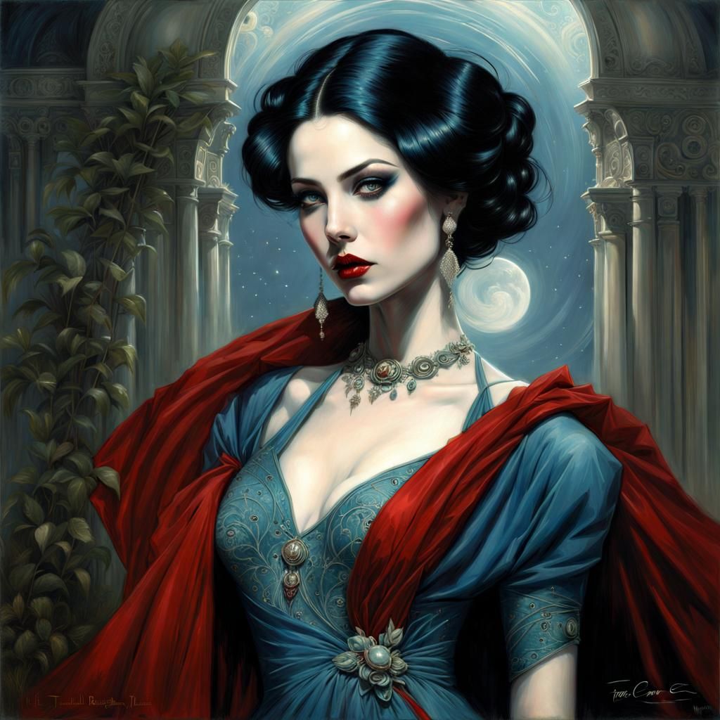 Glamorous Italian Woman in Art Deco Style