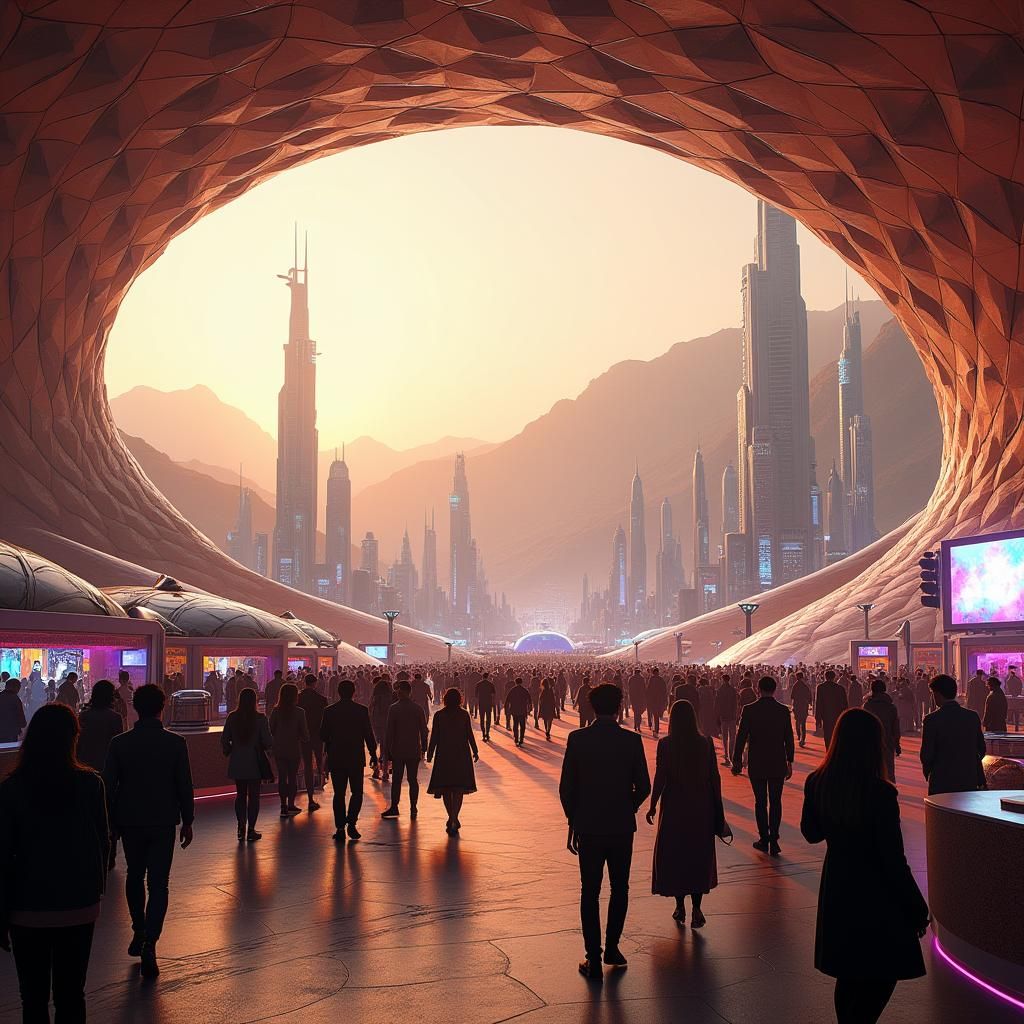 Futuristic Martian Metropolis: Science and Art Under Dome