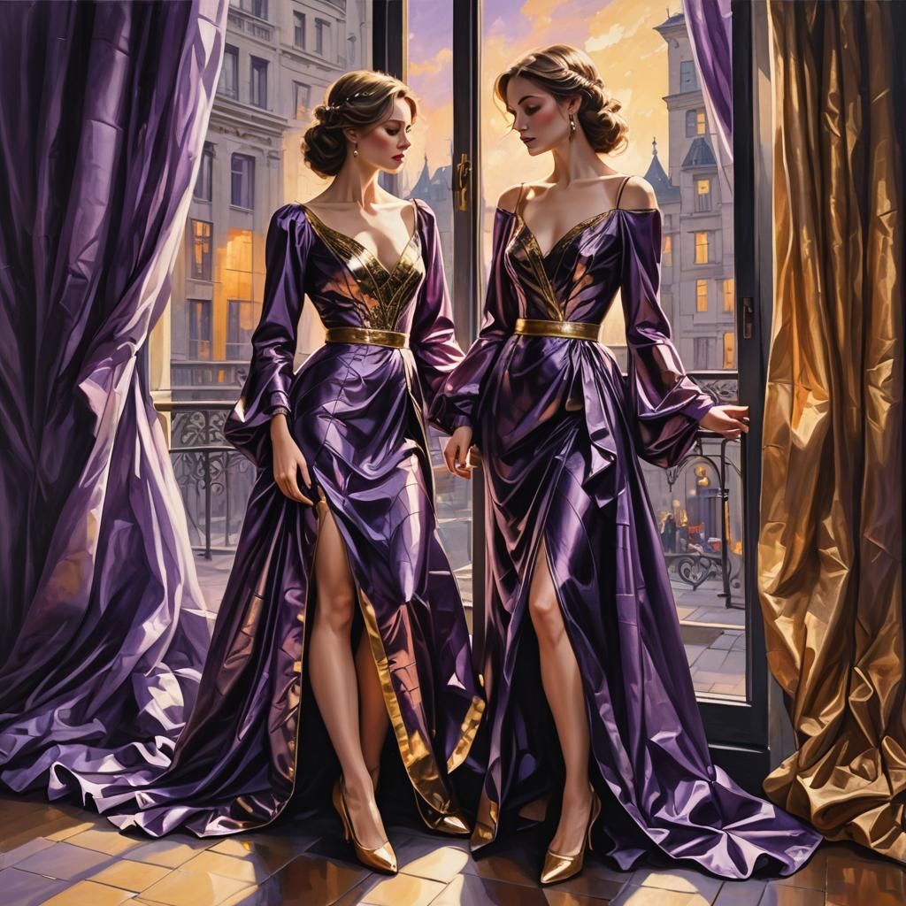 Glamorous Princess in Purple Silk: Fantasy Art