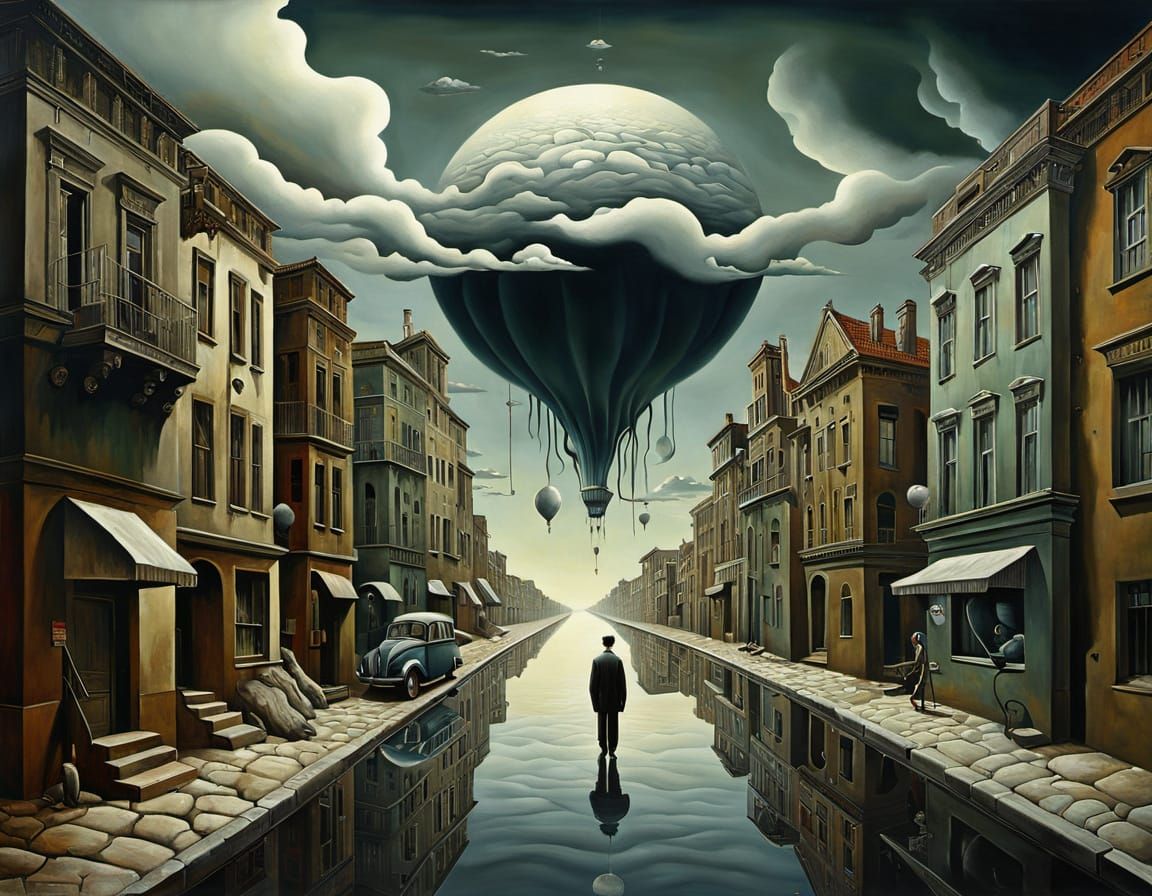 Surreal Melting Landscape in Oil on Canvas