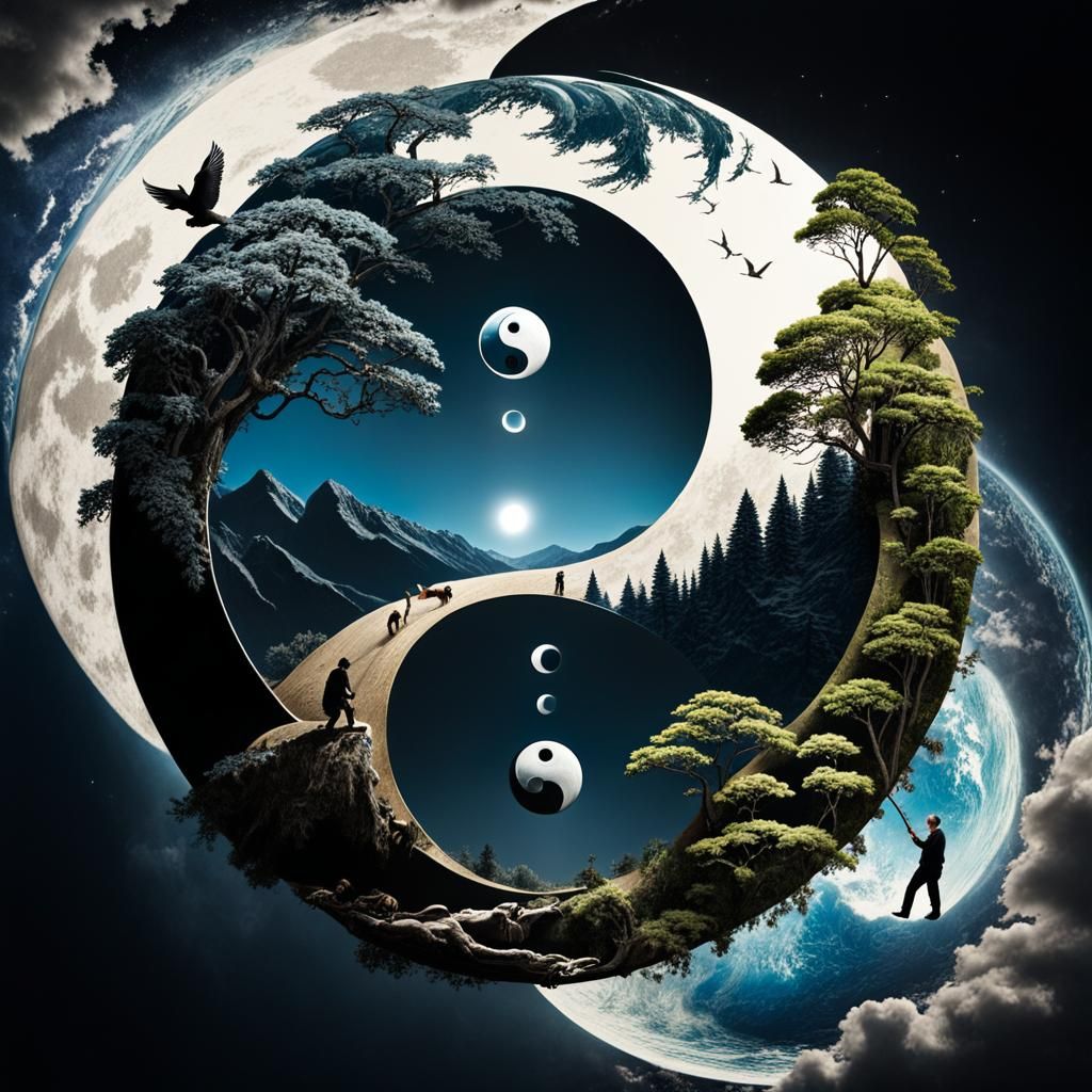 Balanced Earth: Yin Yang Symbol of People and Animals
